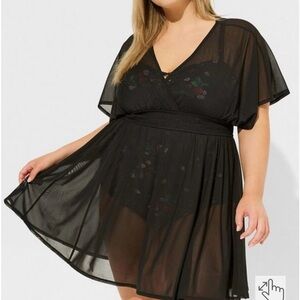 Torrid Elegant Black Sheer Swim Cover-Up